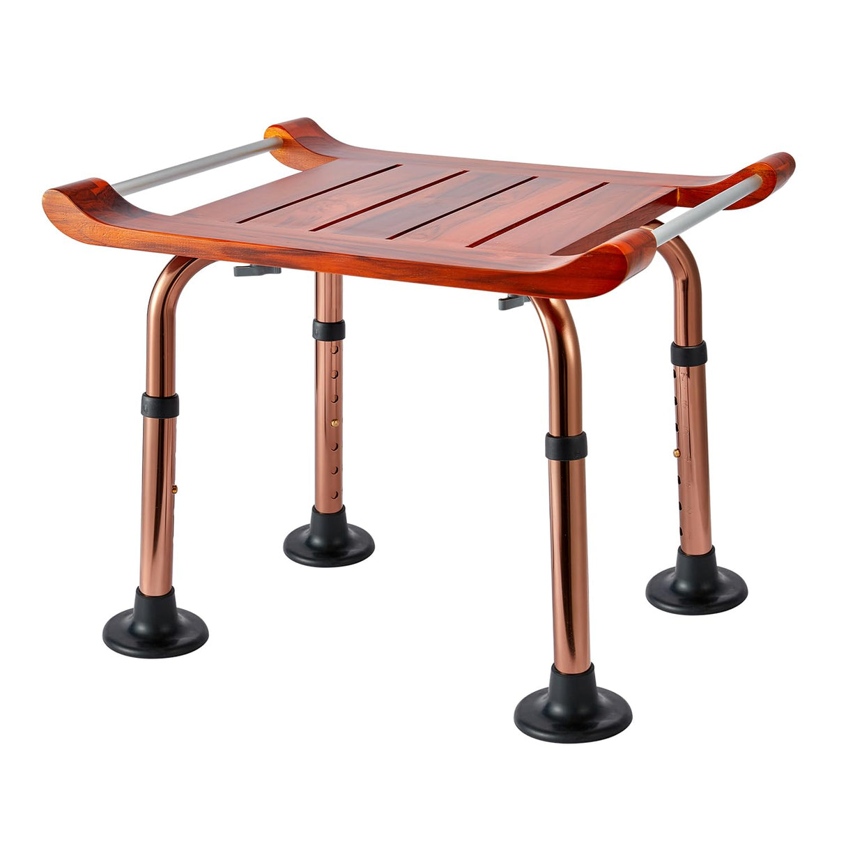 Shower Chair, Teak Shower Bench, Shower Stool for Inside Shower, Shower Chair for Elderly and Disabled, Shower Seat, Portable, with Handles, Height Adjustable WWTXXTWW