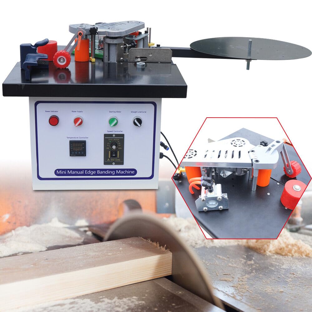 WOHAIPA Woodworking Edge Bander Machine Benchtop Portable Wood Double-Sided Adhesive Edge Sealing Machine Edge Sealing Speed 2-6m/min 110V Adjustable speed WOHAIPA
