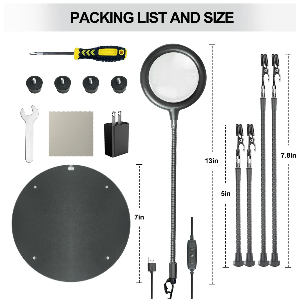 XYK Helping Hands Soldering Station with 3X Magnifying Glass with light, 4 Flexible Helping Hand Arms Magnifier and Third Hand Soldering Tool for Electronic Repair Soldering Jewelry Crafts XYK