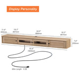 WAMPAT Floating TV Stand for TVs up to 80 Inch, Wooden Floating TV Shelf with Storage Cabinet, Modern Floating TV Shelf Entertainment Center for Living Room, Oak WAMPAT