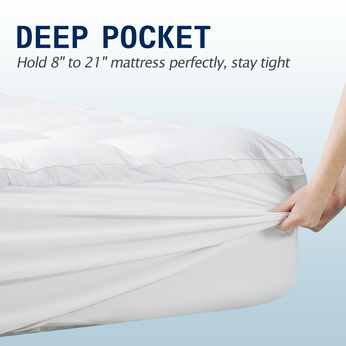 SOPAT Mattress Topper Queen Size Extra Thick Mattress Pad 8-21" Deep Pocket Soft Down Alternative Fill Mattress Protector Pillow Top Mattress Cover (60x80 Inches, White) SOPAT