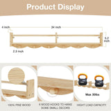 ECOOCE 34Inch Nursery Bookshelves,Set of 4,Wall Floating Shelf Kids Coat Rack with 6Hooks,Hanging Book Shelf for Baby Nursery Room Décor， Patent Number: 29958098(Burlywood, 34) ECOOCE