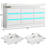 Hlivelood 9 Drawer Dresser with Power Outlet & LED Light, Modern Chest of Drawers for Closet Modern Large Dresser Organizer Cabinet for Bedroom, Living Room, White Hlivelood