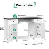Saudism 55-75 Gallon Aquarium Stand With Charging Station, Farmhouse Fish Tank Stand, Reptile Tank Stand Terrarium Stand with Drawer and Cabinet Storage, Sturdy Heavy Duty 53.5"×19.7" Tabletop - White Saudism