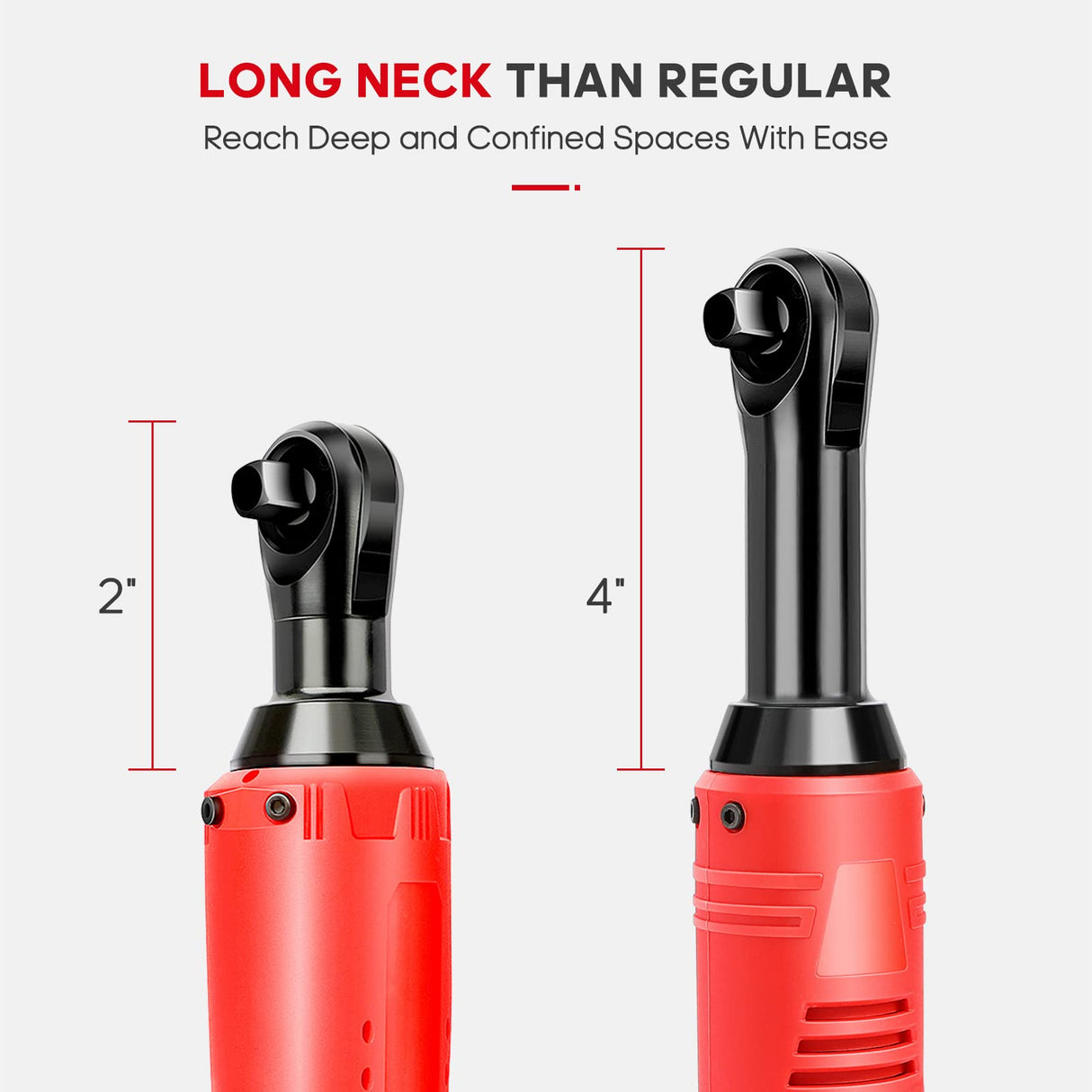 18V Extended Cordless Ratchet Wrench 3/8 Electric Wrenches Set 45 ft-lbs (60 N.m) 400RPM Power, 2 Battery 2.0Ah Lithium-Ion, 7 Sockets (10/11/12/13/14/15/17mm) And Charger, Variable Speed Trigger GYZJ