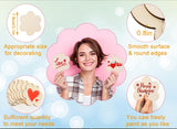 Tmflexe 50 Pcs Unfinished Paintable Blank Wooden Spring Festival Decoration Ornaments, Valetine's Day Easter St.Patrick Tree Hanging Wood Slices for Kids DIY Art Crafts, Hearts,Stars, Eggs, Flowers Tmflexe