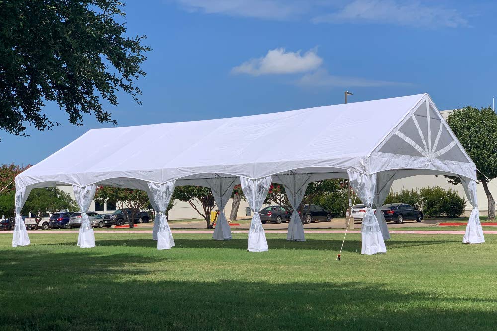 DELTA 40'x20' PE Marquee Party Tent, Tents for Parties, Large Wedding Tent, Carpas para Fiestas,Heavy Duty Canopy, Outdoor Event with Waterproof Top + 5 Storage Bags - WoodArtSupply