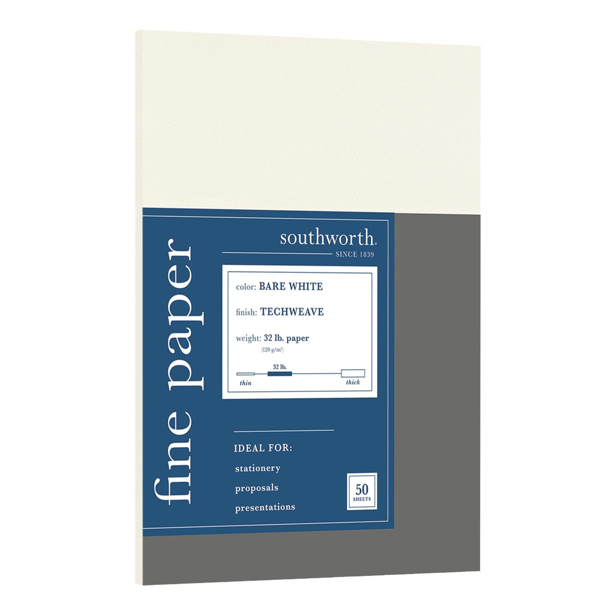 Southworth® Techweave Multi-Use Printer & Copy Paper, Bare White, Letter (8.5" x 11"), 50 Sheets Per Pack, 32 Lb, 96 Brightness Southworth