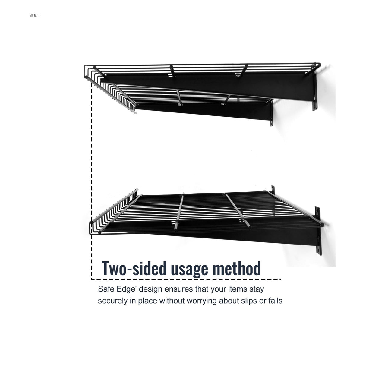 Aking Ace 2 Pack Garage Wall Mounted Shelf, 23.6" x 11.4" Heavy Duty Wall Storage Shelves for Garage, Workshop, Laundry Room and Kitchen, Max Load 50 lbs (Black,2 Pack) Aking Ace