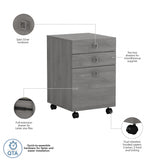 Bush Business Furniture Echo Mobile Cabinet with Satin Silver Hardware Under Desk Filing Drawer Storage for Home Office or Professional, 16W, Modern Gray Bush Business Furniture