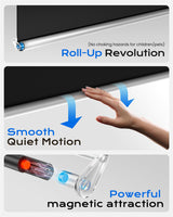 OTUOER 100% Blackout Portable Roller Shades with Magnetic Buckle, No Tools No Drill Cordless Blackout Blinds for Windows, Thermal Insulated Black out Curtains for Bedroom, Travel(35" W x 64" H, Black) OTUOER