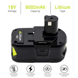 KINGTIANLE 1pack 6.0Ah 18V Replacement Battery for Ryobi 18V Lithium Battery P102 P103 P105 P107 P108 P109 Ryobi ONE+ Cordless Tool KINGTIANLE