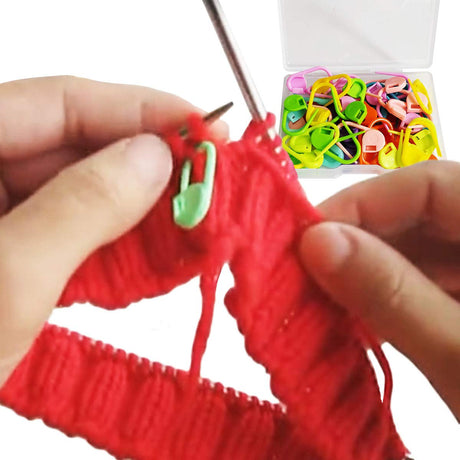 50 Colorful Knitting Markers - Crochet Clips & Pins, Locking Stitch Markers, DIY Craft Plastic Safety Pins, Weave Stitch Needle Clip Counter (10 Colors) TTSAM