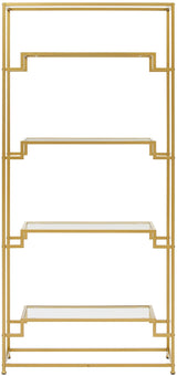 Crosley Furniture Celeste Bookshelf with Glass Shelves, Bookcase Storage, Gold Crosley Furniture