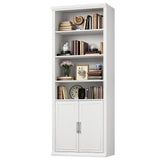 Rresyet 28" W Bookcase with Doors, Modern Tall Bookshelf 6-Tier White Bookshelves with Storage Cabinet for Office, Living Room, Library Rresyet