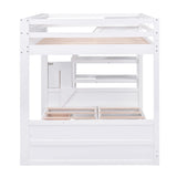 Harper & Bright Designs Convertible Full Over Full Futon Bunk Bed with Stairs, Drawers, and Built-in Shelf in White Harper & Bright Designs
