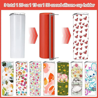 Silicone Sublimation Wrap for Seamless Sublimation Tumblers 20oz Silicone Wrap Mug Clamp 3D Wrap for Blanks Cup with Gloves, Transfer Tape for Sublimation Tumbler Heat Press - WoodArtSupply