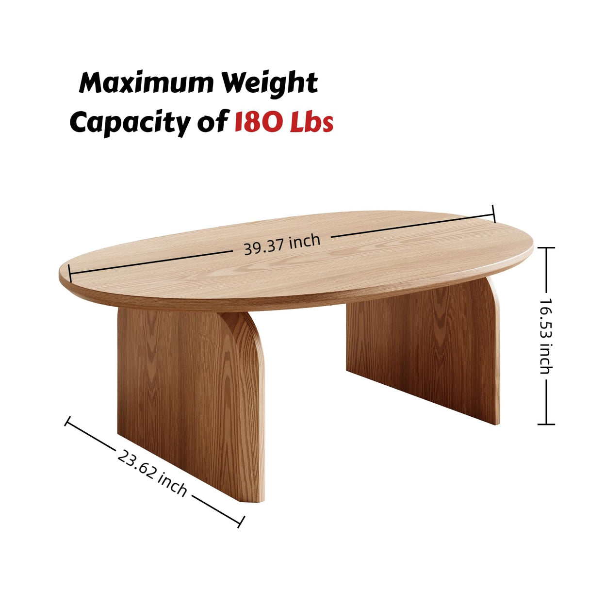 Honyee Modern Oval Coffee Table, Small Coffee Tables for Living Room - Oak Wood Top with Solid Legs, Wooden Center Table Easy Assembly for Living Room &Bedroom,Office, Natural Honyee