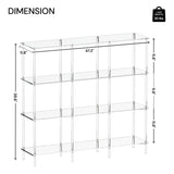 4-Tier Acrylic Horizontal Bookshelf, Clear 9 Cube Open Bookcase, Modern Book Shelf for Living Room, Bedroom, Office, 11.8" D x 47.2" W x 38.6" H, Easy Assembly CRTERICX