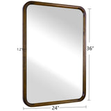 Wood Bathroom Mirror for Wall,Brown Rectangle 24 x 36 inch Hanging Vanity Tempered Mirrors with Rounded Corner for Living Room,Bedroom,Entryway (Walnut, 24x36 Inch) CULER