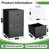 TIMELESS PIECES 2-Drawer Black Metal File Cabinet for Home Office, Locking, Small, Vertical TIMELESS PIECES