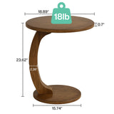 Tribesigns Round End Table, Solid Wood C-Shaped Side Table, Small Couch Side Table, Mid-Century End Table, Retro Side Table, Boho Side Table for Living Room Tribesigns