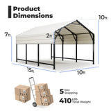ADVANCE OUTDOOR Metal Roof Carport Kits 10x15 ft Heavy Duty Steel Car Canopy Hard Top Garage ADVANCE OUTDOOR