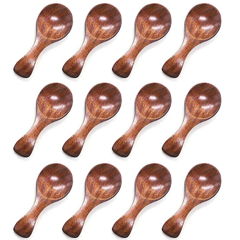 HANSGO Small Wooden Spoons, 10PCS 3.25 inches Ice Cream Salt Spoon Honey Coffee Tea Sugar Salt Jam Mustard Spoons