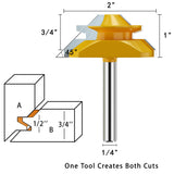 Tongue and Groove Router Bit Tool Set with Adjustable 1/4 Inch Shank T Shape Wood Milling with 45 Degree Lock Miter Router Bit 3/4 Inch Stock Joint Router Bit for Wood Drawer, Window, Cupboard Helovmine