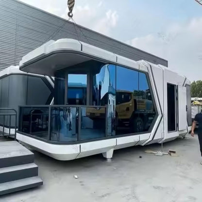 Tiny Prefab House. Container Movable House. Solar Powered Mobile Container House Modular Guest House. 2 Spacious Bedroom + Luxury Shower Bathroom+Kitchen Space (40Ft) - WoodArtSupply