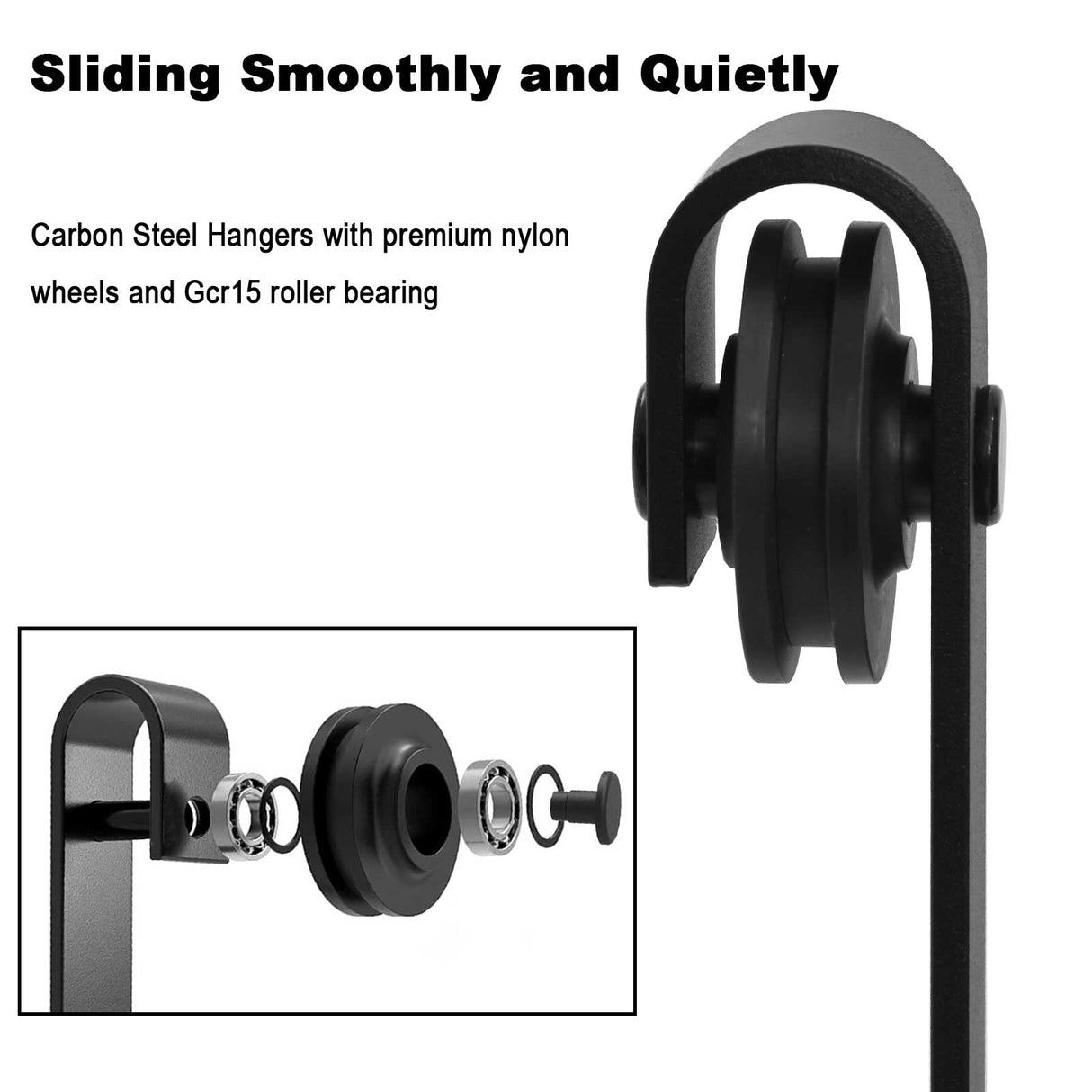 CCJH 6.6ft Sliding Barn Door Hardware Kit Heavy Duty for Single Wood Door (J Shape) CCJH