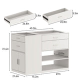Maupvit Armoire Bedroom Closet Island with Glass Top, White Wardrobe Closet Island with 6 Drawers, Island Dresser with Display Shelf & Storage Cabinet, Walk in Closet Island for Bedroom Maupvit