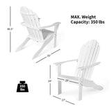 Giantex Adirondack Chair Set of 2 Acacia Wood Outdoor Chairs with 350 lbs Weight Capacity, Lounge Chair Armchair for Yard, Patio, Garden, Poolside, Balcony, Deck Fire Pit Chairs, White Giantex