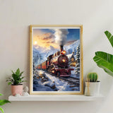 Amz Camel DIY 5D Diamond Art Kits (12 * 16 Inch), Painting, Art for Snow Train, Embroidery Full Drill for Landscape, Diamond Art Kits Rhinestone Craft for Home Wall Decor Amz Camel