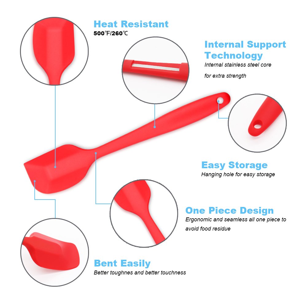 Silicone Spatula 4-piece Set, Heat-Resistant Spatulas, Non-stick Rubber Spatulas with Stainless Steel Core ALLWIN-HOUSEWARE W