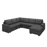 HONBAY Sectional Sleeper Sofa Pull Out Bed with Storage Chaise, Sleeper Sectional Sofa Couch, Sectional Sleeper Bed for Living Room, Dark Grey HONBAY