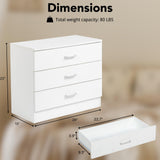 Karl home White 3 Drawer Dresser for Bedroom, Small Nightstand Modern Storage Chest of Drawer Wooden Side Table End Table for Bedroom, Living Room, Reception Room Karl home