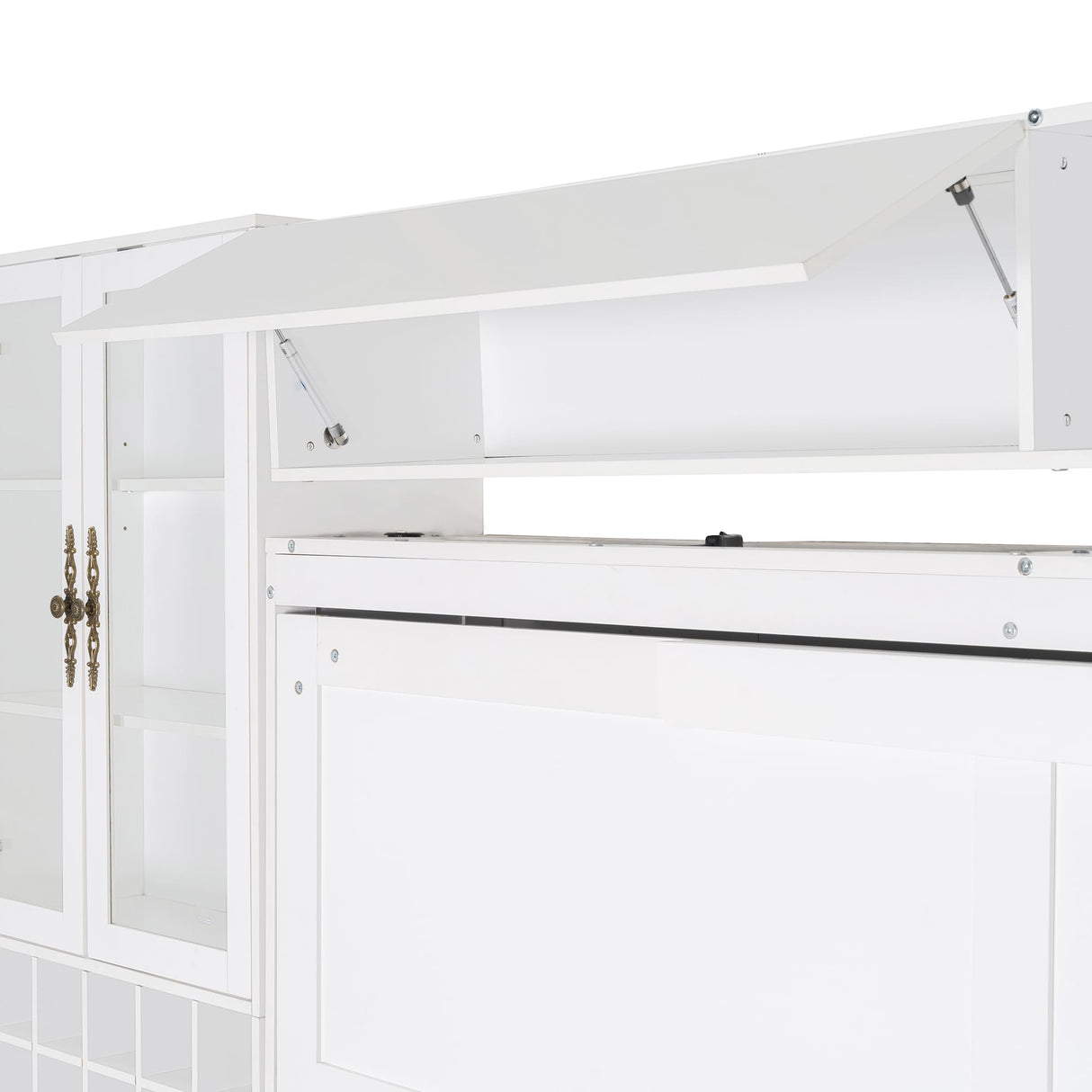 Harper & Bright Designs Queen Size Murphy Bed, Wall Bed with Sofa, Shelves USB & Light, White Harper & Bright Designs