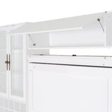 Harper & Bright Designs Queen Size Murphy Bed, Wall Bed with Sofa, Shelves USB & Light, White Harper & Bright Designs