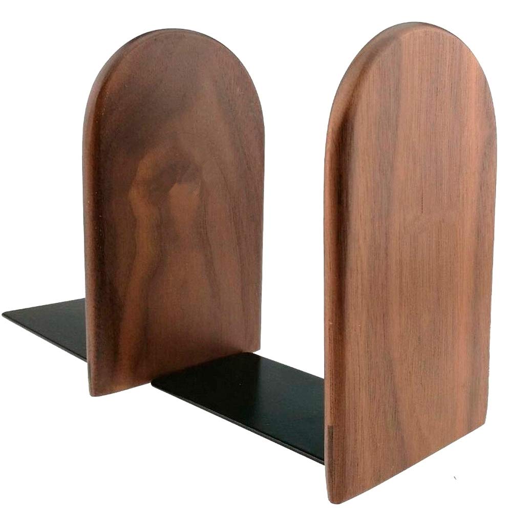 Bamber Wood Bookends, Decorative Bookends for Shelves Heavy Books, Office Book Stand, Black Walnut, H6.7 x W4.7 x L3.9 Bamber