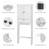 Spirich Over The Toilet Storage Cabinet, Bathroom Above Toilet Storage Cabinet with Doors and Adjustable Shelves, White Spirich