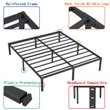 ALDRICH Heavy Duty 18 Inch Black Metal King Size Bed Frame with Noise-Free Assembly ALDRICH