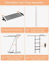 ALLZONE Adjustable Over The Toilet Storage Shelf, 4-Tier Ample Over Toilet Bathroom Organizer and Storage,Tension Mounted Above Toilet Storage Cabinet for Versatility, Fits 64-113 Inch Heights, Black ALLZONE