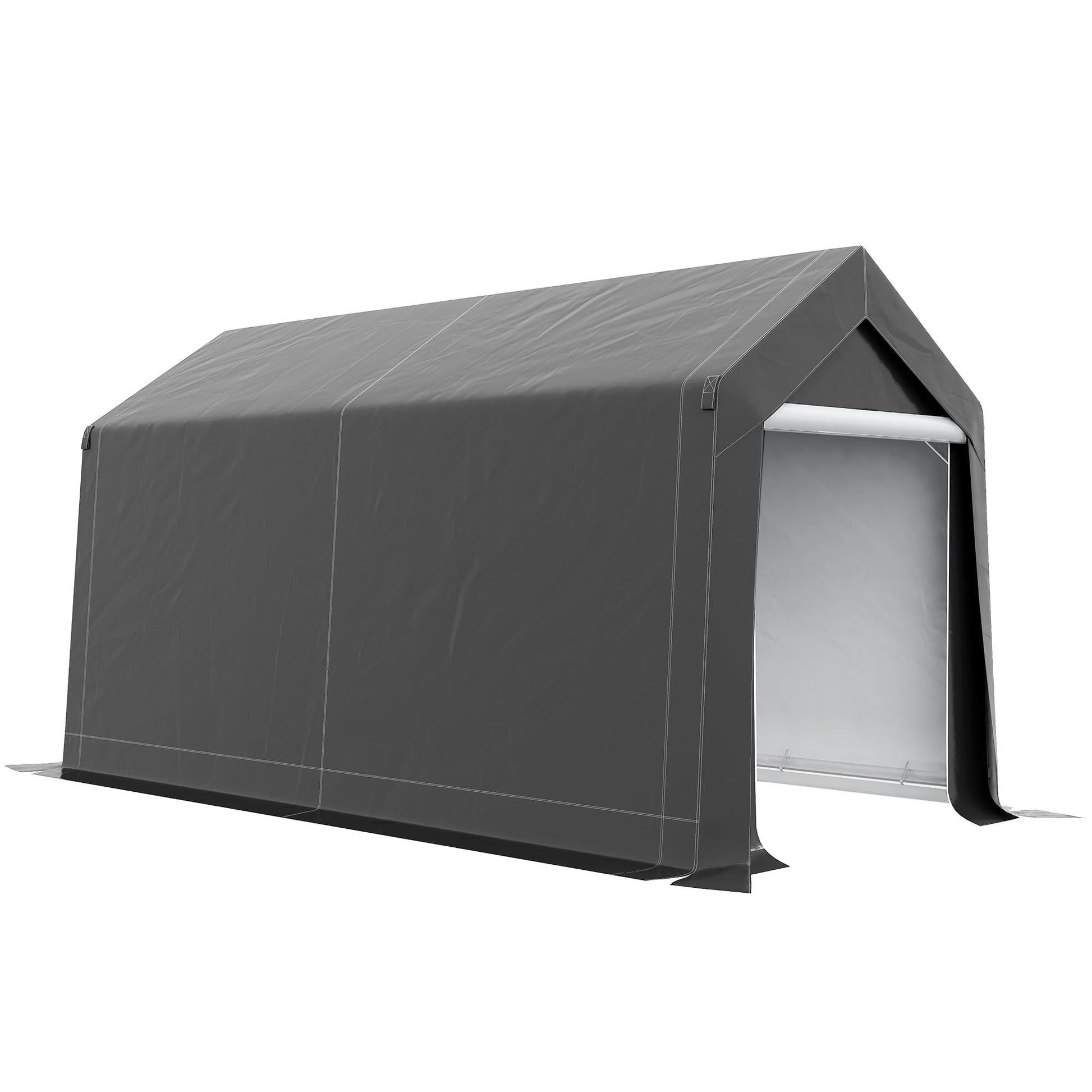 Outsunny 7' x 12' Garden Storage Tent, Heavy Duty Outdoor Shed, Waterproof Portable Shed Storage Shelter with Ventilation Window and Large Door for Bike, Motorcycle, Garden Tools, Gray - WoodArtSupply