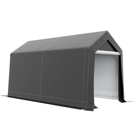 Outsunny 7' x 12' Garden Storage Tent, Heavy Duty Outdoor Shed, Waterproof Portable Shed Storage Shelter with Ventilation Window and Large Door for Bike, Motorcycle, Garden Tools, Gray Outsunny