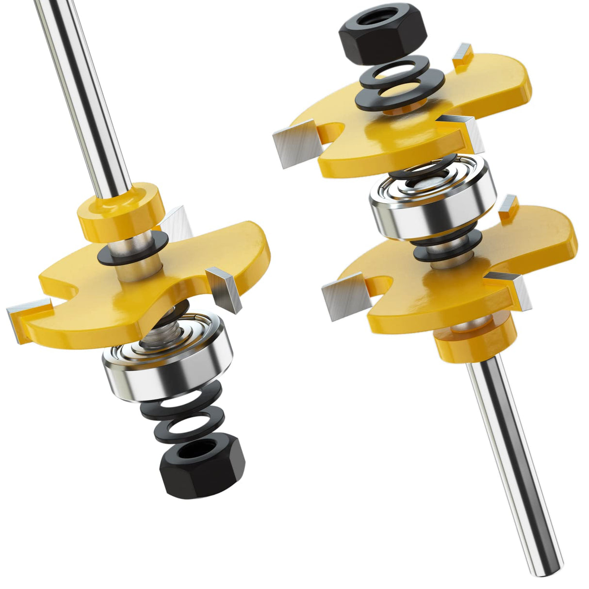 Tongue and Groove Router Bit Tool Set with Adjustable 1/4 Inch Shank T Shape Wood Milling with 45 Degree Lock Miter Router Bit 3/4 Inch Stock Joint Router Bit for Wood Drawer, Window, Cupboard Helovmine