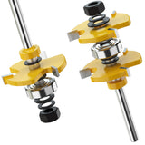 Tongue and Groove Router Bit Tool Set with Adjustable 1/4 Inch Shank T Shape Wood Milling with 45 Degree Lock Miter Router Bit 3/4 Inch Stock Joint Router Bit for Wood Drawer, Window, Cupboard Helovmine