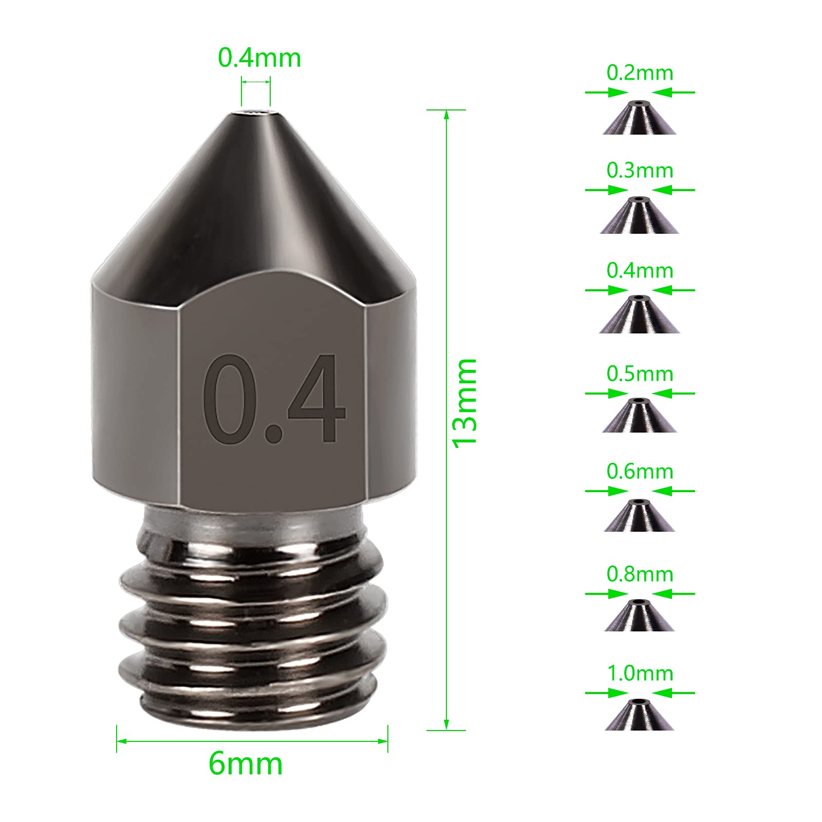 3D Printer Nozzles, 11PCS Hardened Steel MK8 Extruder Nozzles 0.2mm, 0.3mm, 0.4mm, 0.5mm, 0.6mm, 0.8mm, 1.0mm with Storage Box Socket for CR-10/ Ender 3/5, Ender 3/ V2 Ender3 pro, Aquila - WoodArtSupply