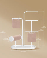 SONGMICS Jewelry Stand, Jewelry Organizer, Jewelry Display Holder with Metal Frame, 2 Earring Boards, 4 Hanging Rods, Necklace Earring Bracelet Holder, for Watches, Cloud White UJJS025W01 SONGMICS