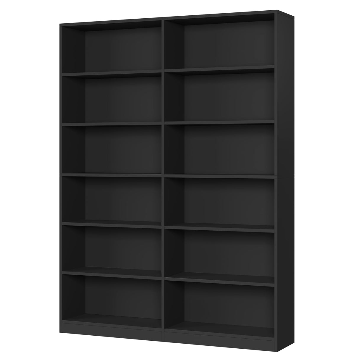 FACBOTALL Bookshelf and Bookcase, 6-Tier Double Wide Bookshelves, Freestanding Display Storage Shelves, Tall Bookcases for Home Decor Bedroom, Living Room, Home Office,Black FACBOTALL